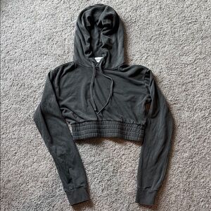 Talentless Grey Cropped Hoodie Small